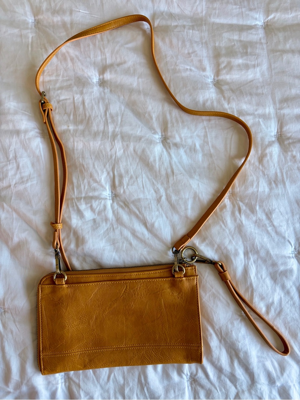 Joy Susan Mustard Yellow Pleather Wristlet and Crossbody